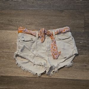 We The Free Women's Size 27 White Jean Shorts Frayed Hem